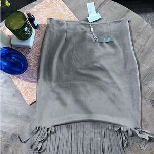 New Tan Suede Skirt with Fringe